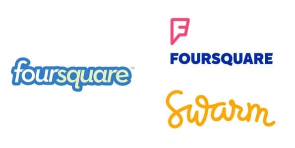 Foursquare old new logo swarm