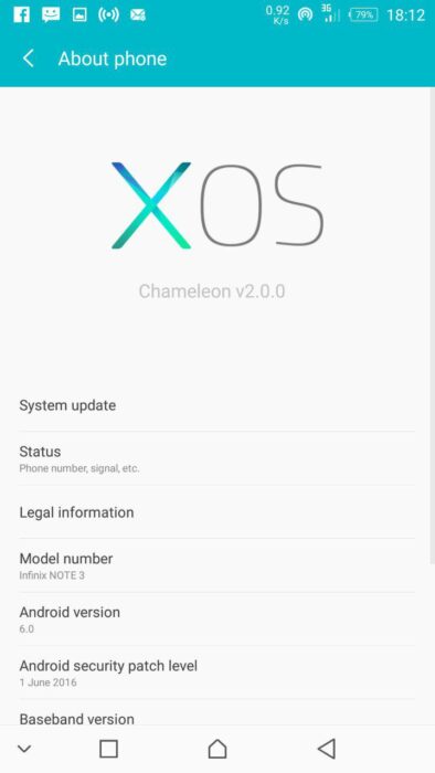 XOS infinix Note 3