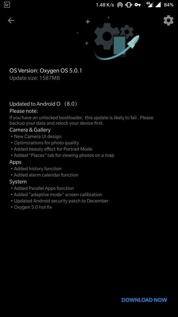 OnePlus 5 Oreo Update