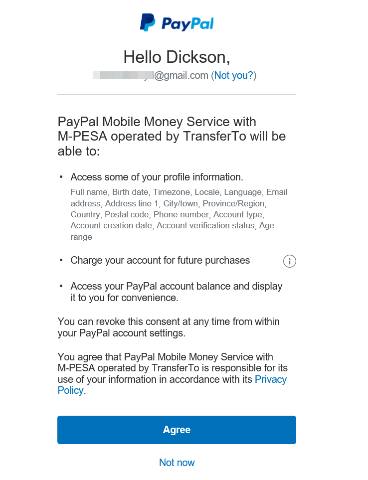 Paypal Mpesa linking