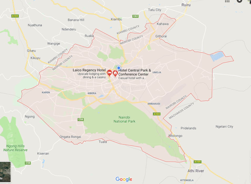 Map of Nairobi County