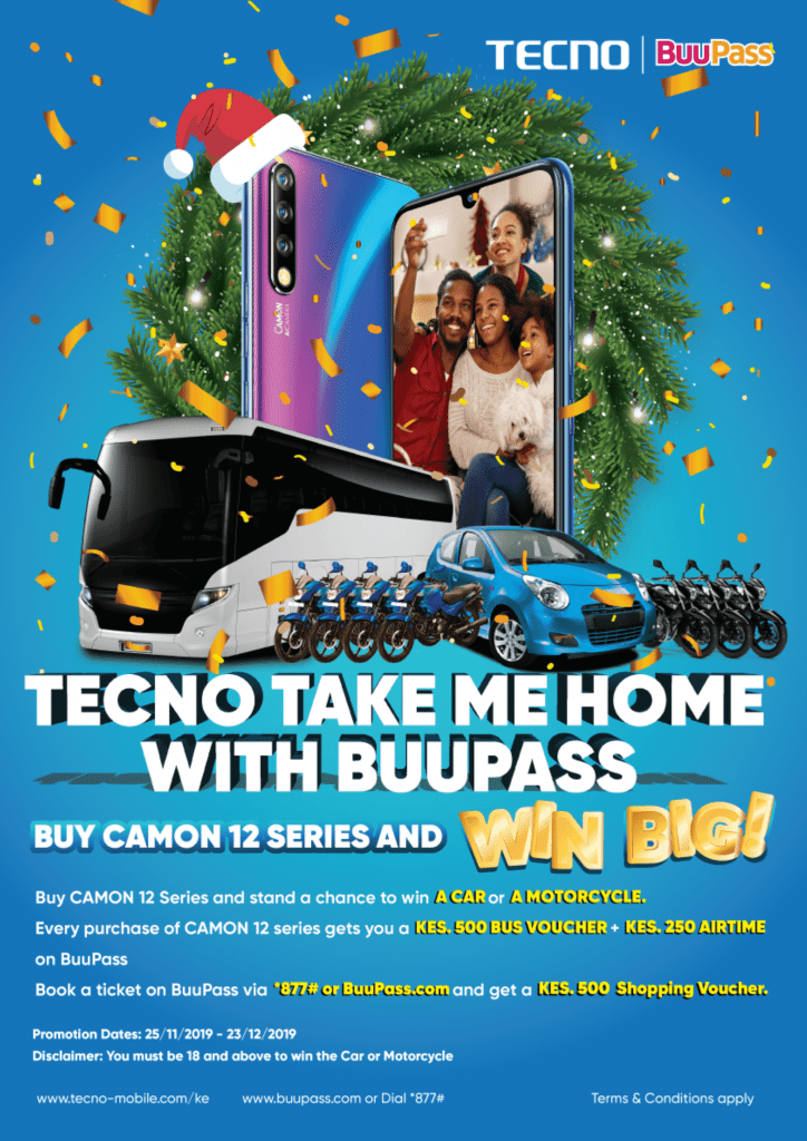 TECNO Kenya Christmas deals: Win a car, bus tickets with BuuPass, or money.TECNO Kenya Christmas deals: Win a car, bus tickets with BuuPass, or money.
