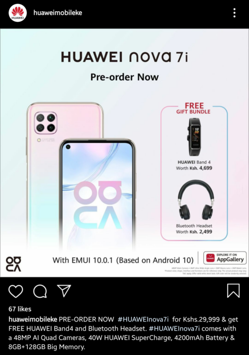Huawei NOVA 7i Preorder Kenya