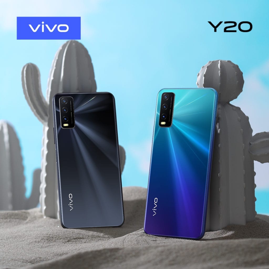 The Vivo Y20 features a 6.51 inches IPS LCD with a 720px1600 resolution. There's a triple camera setup at the back, a single 8MP front camera, and 4GB RAM with 64GB internal storage.