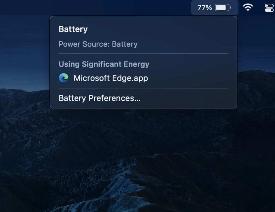 macOS Big Sur says Microsoft Edge is using significant energy while both it and Safari are open with same number of tabs