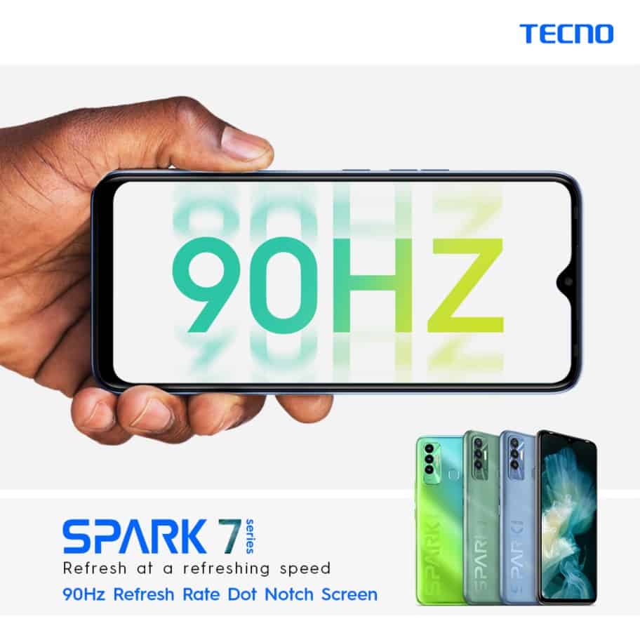 TECNO launches the TECNO Spark 7P for the Kenyan market with a 6.8 inch 90Hz display, 4GB RAM, 128GB storage, and a huge 5000mAh battery running Android 11