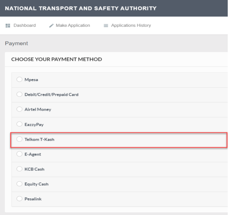 How to pay for NTSA services using T-Kash