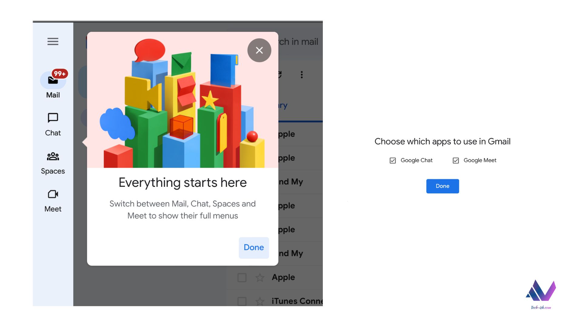 How to remove the new Gmail Tab with Chat, Spaces and Meet