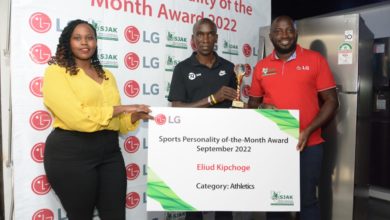 LG Kenya awards Marathoner Eliud Kipchoge with fridge & water dispenser