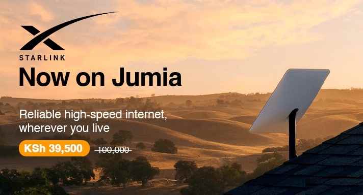 Starlink kits now discounted on Jumia Kenya, enhancing internet access with high-speed, reliable connectivity for KES 39,500.