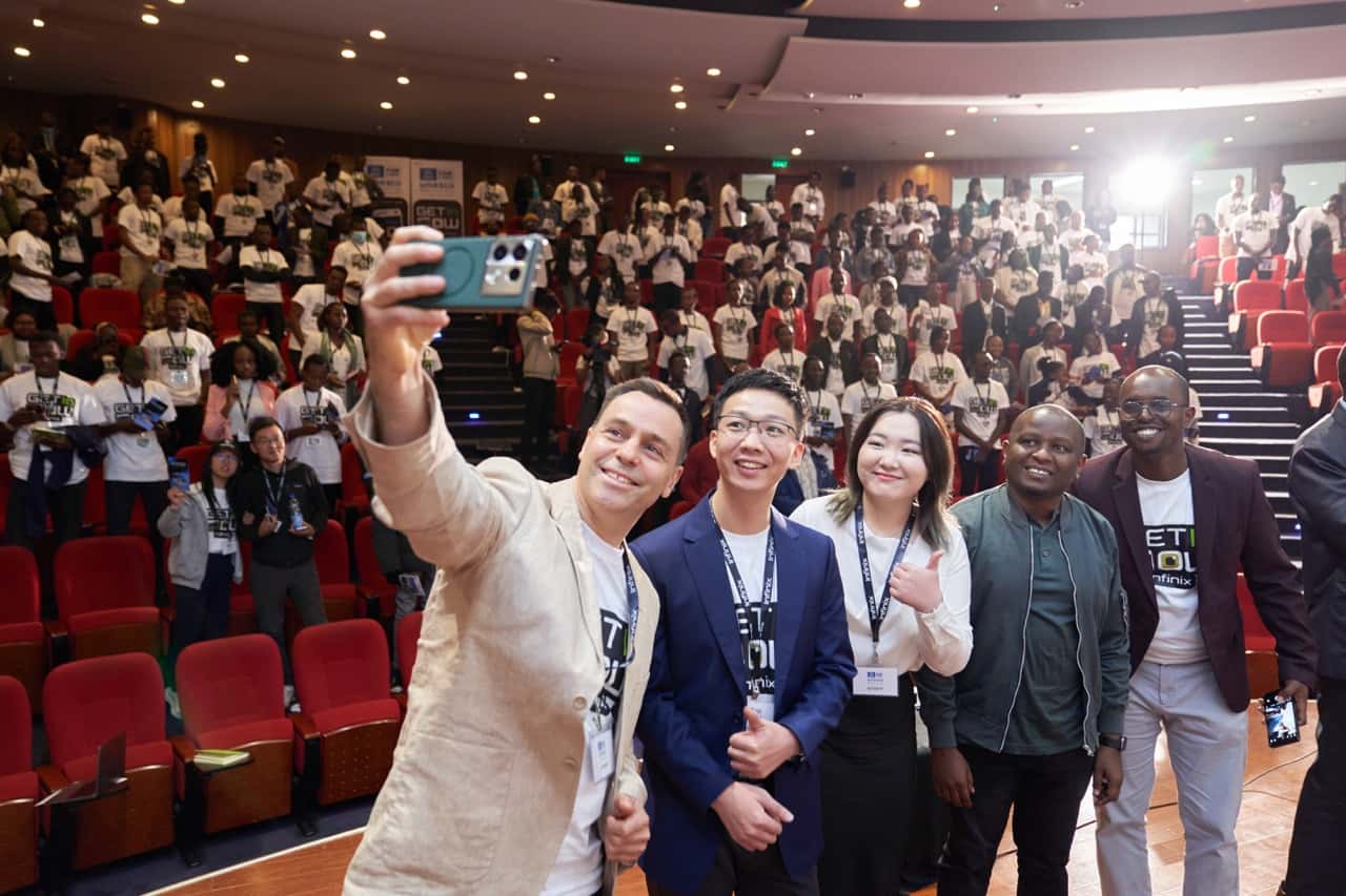 Group Selfie (Joan Nadal, Michael Zeng, Amber Zhao, John Kimani) Infinix Leads AI Education with UNESCO and Google at Nairobi's Largest CogLabs Event