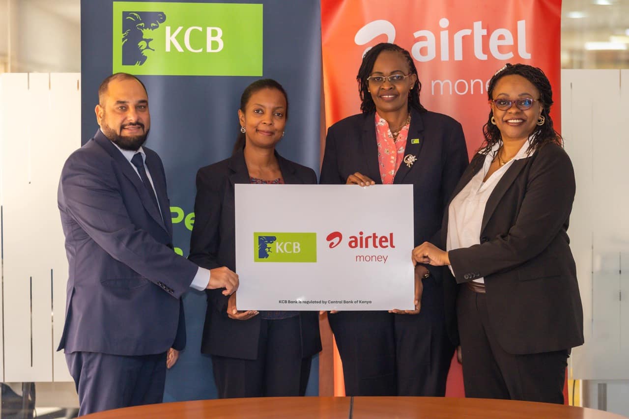 KCB and Airtel Money partner to enable Airtel users to pay KCB merchants seamlessly, promoting financial inclusion and interoperability. From Left Ashish Malhotra, Airtel Kenya Managing Director, Anne Kinuthia-Otieno, Airtel Money Kenya Managing Director, Mrs. Annastacia Kimtai, KCB Bank Kenya Managing Director and Angela Mwirigi, KCB Bank Kenya Director of Digital Financial Services