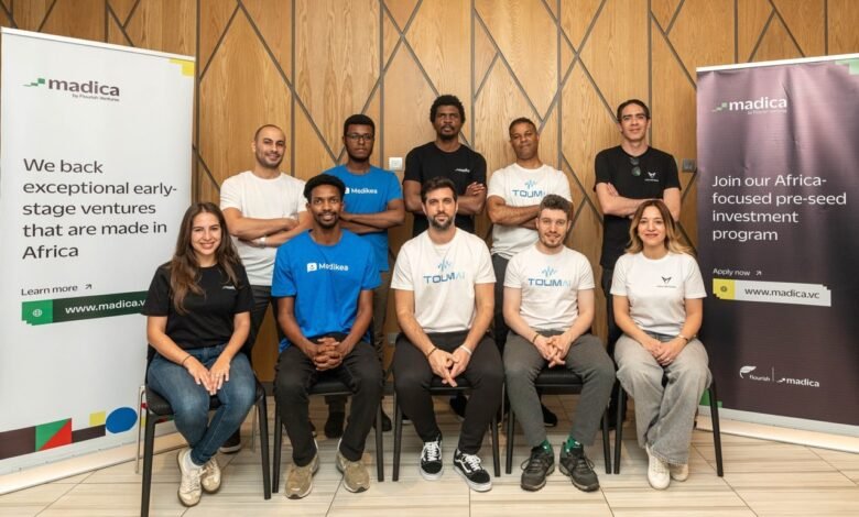 Head of Madica, Emmanuel Adegboye, and the new portfolio companies Madica invests $800K in four African startups, expanding into North Africa, supporting AI, healthcare, and mobility innovation with structured mentorship.