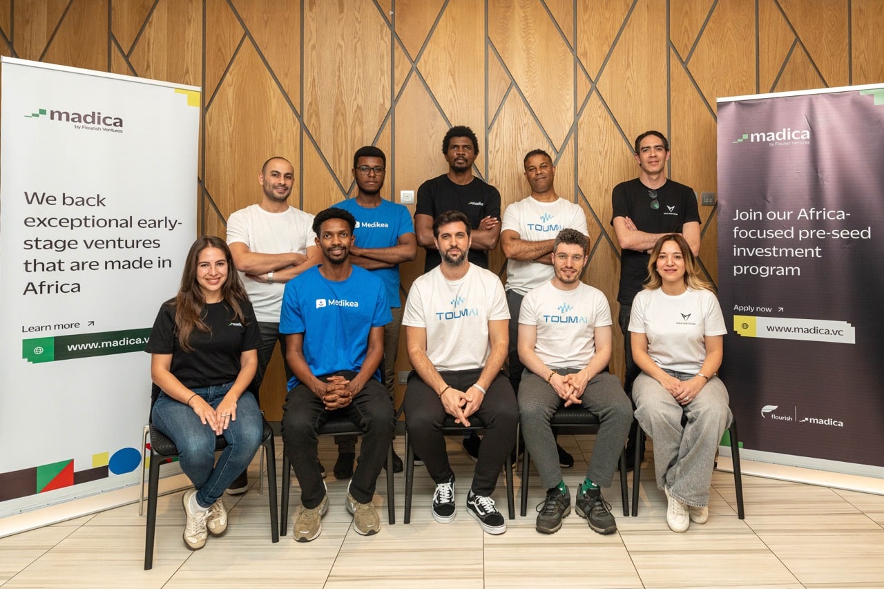 Head of Madica, Emmanuel Adegboye, and the new portfolio companies Madica invests $800K in four African startups, expanding into North Africa, supporting AI, healthcare, and mobility innovation with structured mentorship.