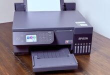 The Epson EcoTank L8100 is a high-resolution A4 photo printer with ultra-low-cost printing, wireless connectivity, borderless printing, and versatile media support.