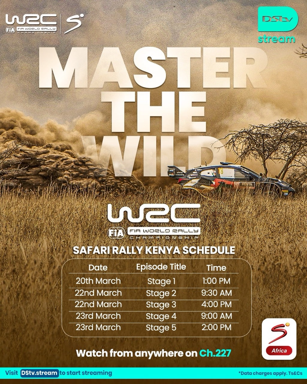 MultiChoice will broadcast WRC Safari Rally Kenya 2025 live on DStv, GOtv, and streaming, ensuring broad access to the event.