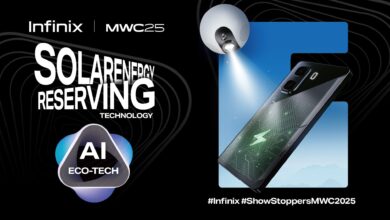 Infinix unveils AI-powered SolarEnergy-Reserving Technology and E-Color Shift 2.0, blending sustainable charging and customizable smartphone design at MWC 2025.