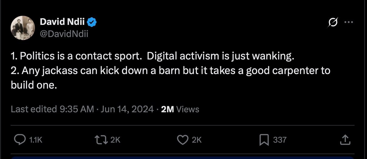 The protests showed that digital activism is not "just wanking," as a senior adviser to President Ruto put it. Online pressure, amplified by relentless citizen reporting and coordinated digital campaigns, forced the Kenyan government, the MPs who had voted YES, and the President who had ignored all advice to retract.