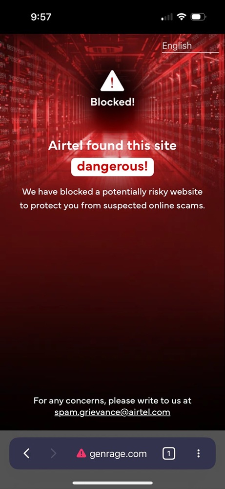 Airtel blocking dangerous websites