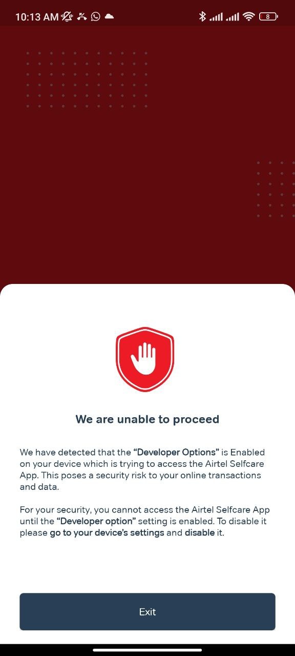 My-Airtel-app-developer-options