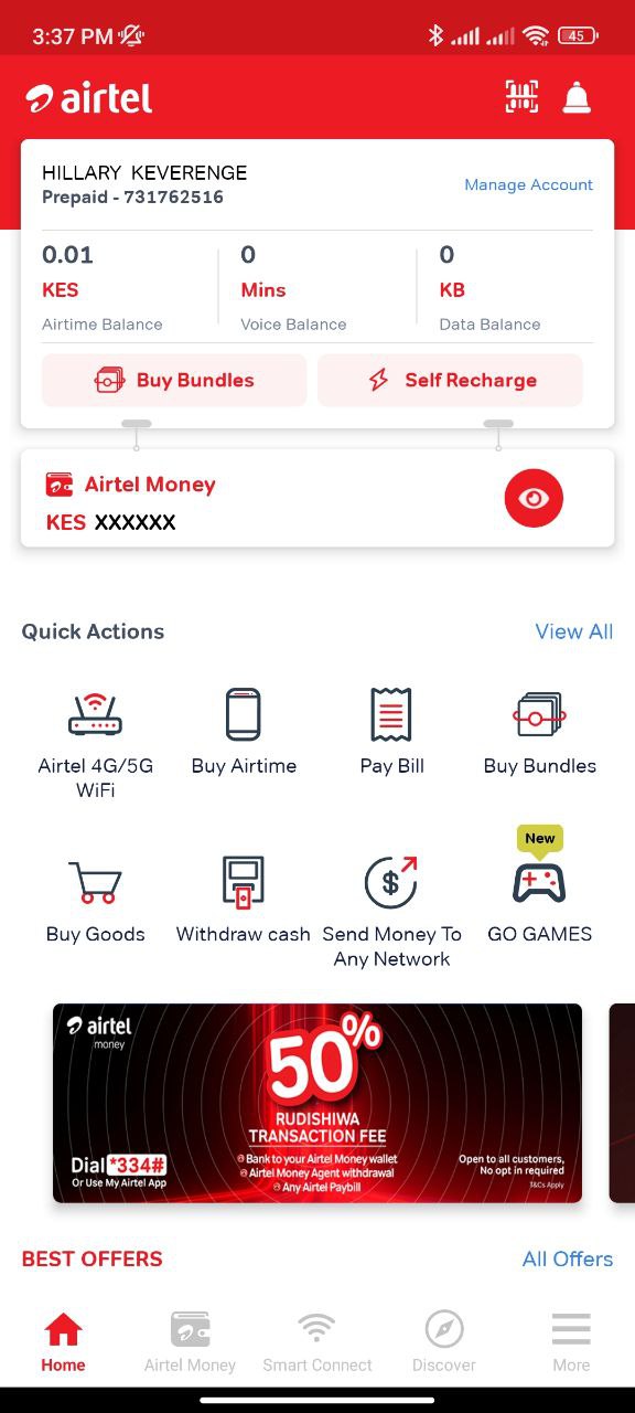 How to buy airtel airtime from M-pesa using My Airtel app-1