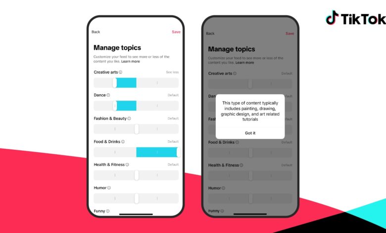 TikTok introduces new features for personalising the For You feed, including topic management and smart keyword filtering.