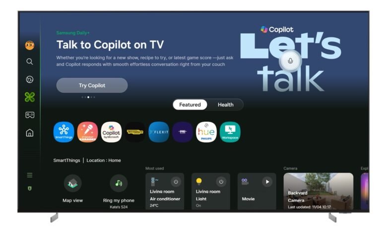 Copilot lands on Samsung’s 2025 TVs and monitors for on-screen answers, translations and smarter content discovery.