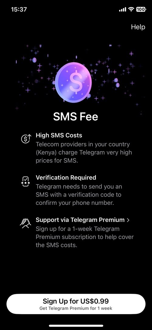 Telegram-SMS-fee