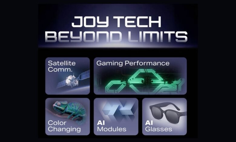 Infinix at CES 2026: always-on satellite comms, HydroFlow cooling with piezoelectric fan, Active Visual Backplate, AI Glasses Pro, and AI ModuVerse modules.