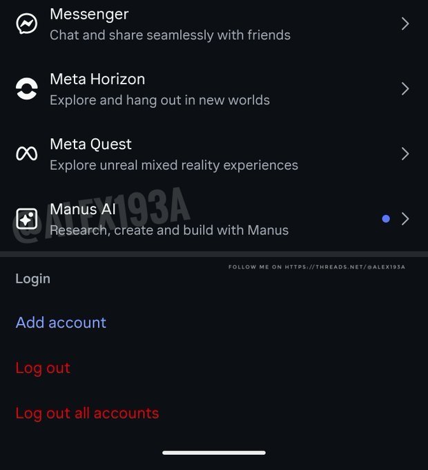 Instagram-Manus-AI-shortcut-in-settings-page