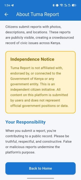 Tuma-Report-app-About-us-page