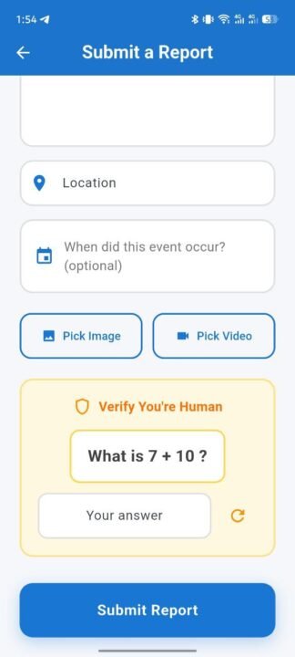 Tuma-Report-app-submit-report-page