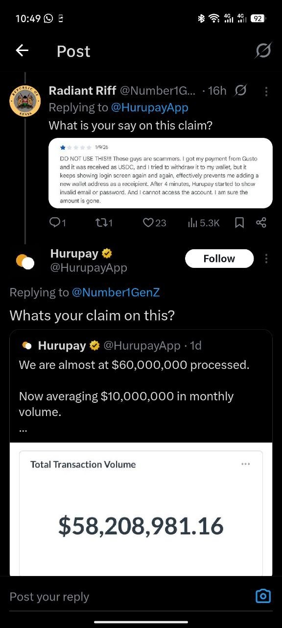 HuruPay customer support