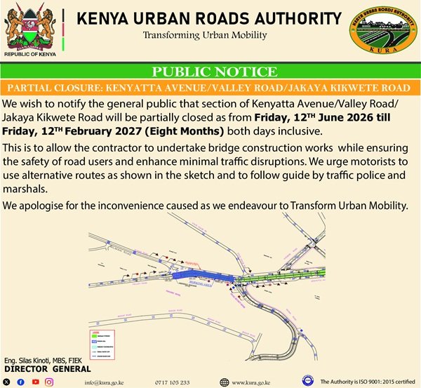 Closure-of-Kenyatta-Avenue-Valley-Road-and-Jakaya-Kikwete-roads-for-8-months