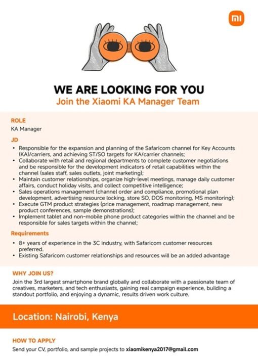Xiaomi-Kenya-hiring-Key-Accounts-Manager