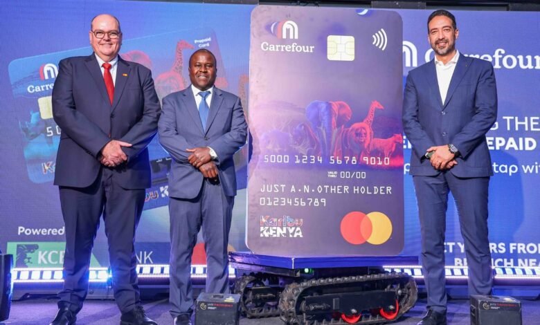 Carrefour, KCB and Mastercard launched a prepaid card topped up from any country. Fees, exchange rates and usage limits are unannounced.