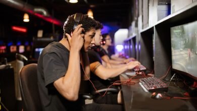 men playing computer games
