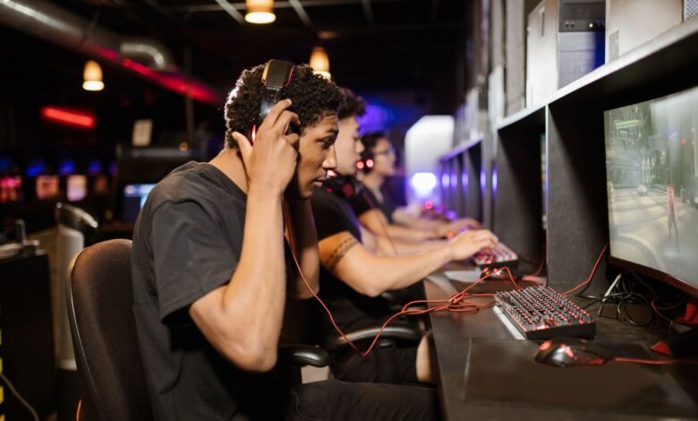 men playing computer games