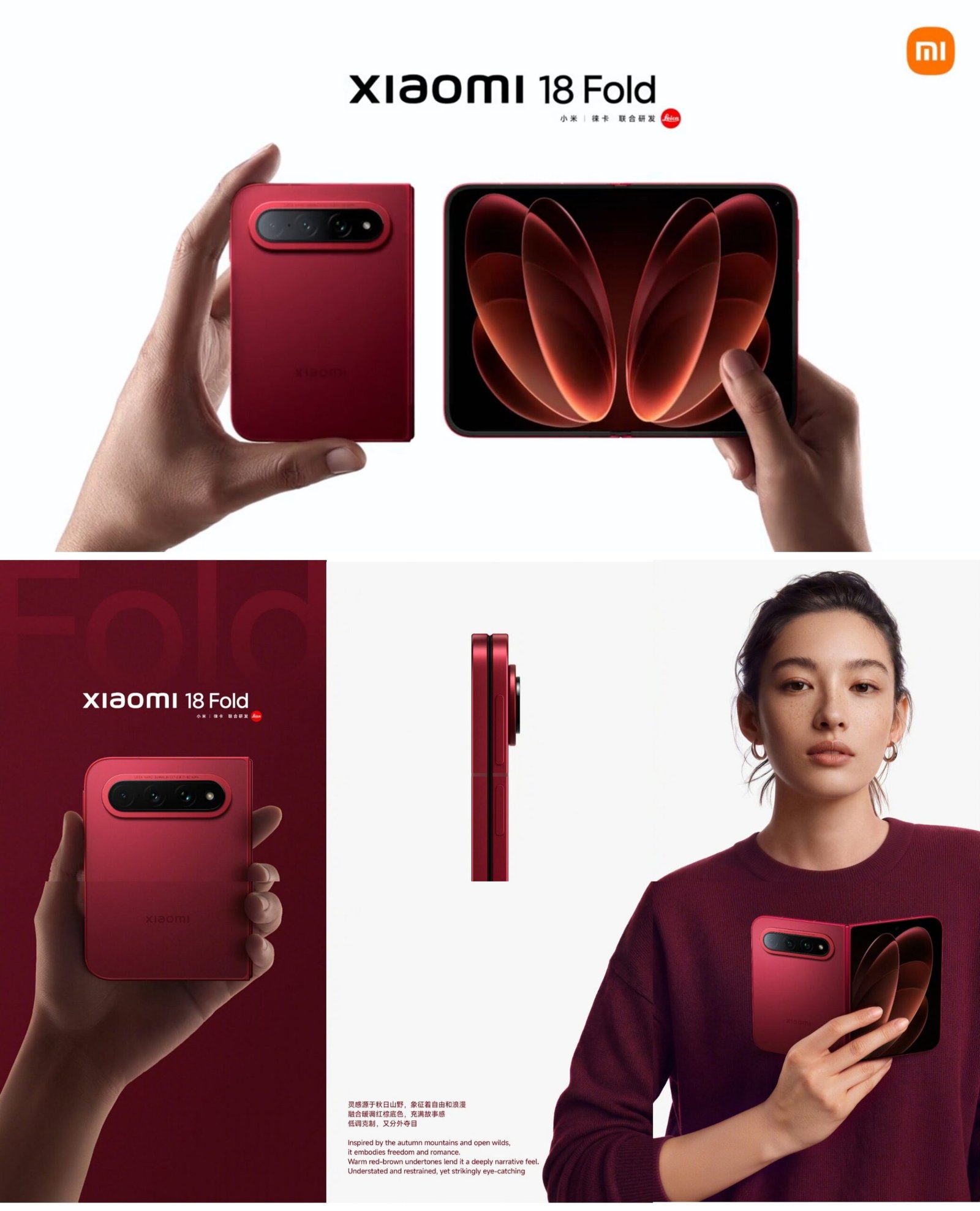 Official Xiaomi 18 Fold images show a 5.38-inch cover screen, 7.58-inch folding display and a pill-shaped triple camera module
