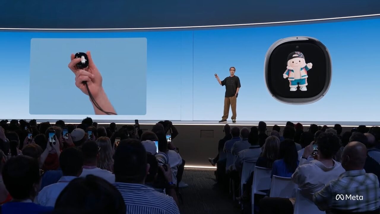 Meta's Muse Charm is a keychain device for talking to its AI agent. It ships in December, price not announced.