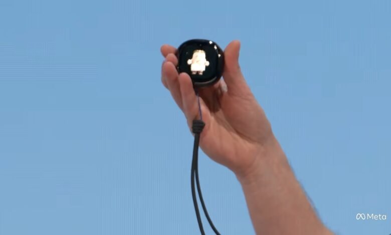 Meta's Muse Charm is a keychain device for talking to its AI agent. It ships in December, price not announced.