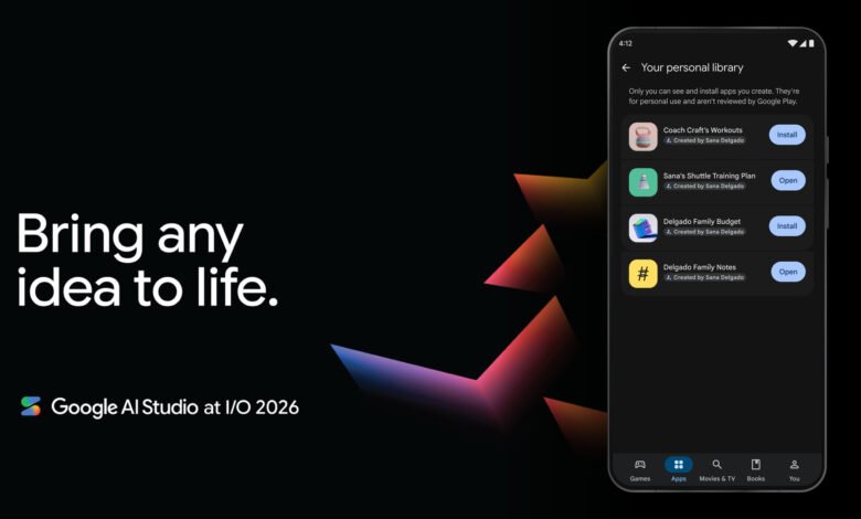 Google Play installs apps you build in Google AI Studio on your phone, no developer account