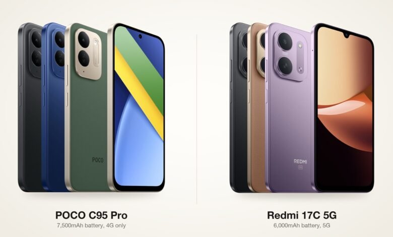 Xiaomi's new POCO C95 Pro and Redmi 17C 5G compared, plus the Redmi 17 Kenya sells at about KES 27,500.