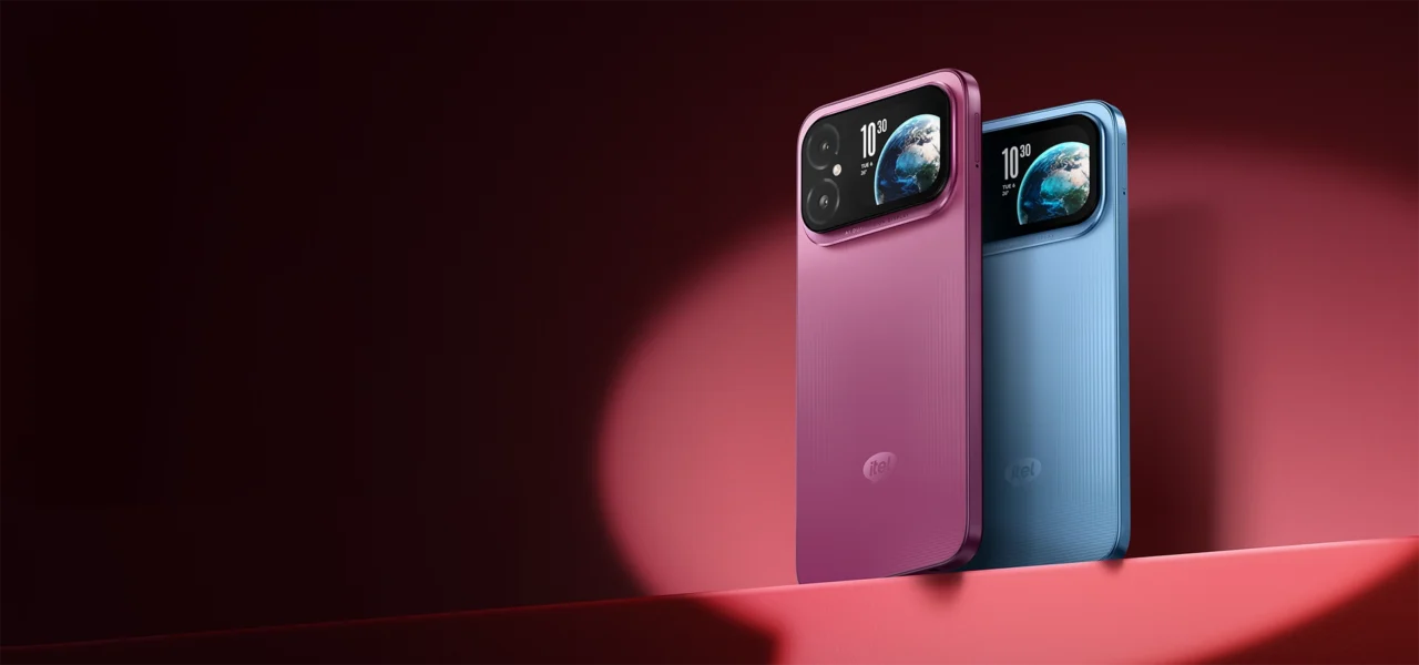 itel's A300+ has a rear screen for framing selfies with its main camera, plus a 7,000mAh battery and Indonesian pricing.